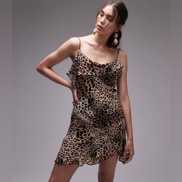 Top Shop Cheetah Ruffle Mini Dress